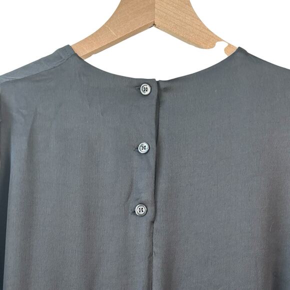 Anthropologie Ottodame Womens Top 4 Black Silky Satin Whimsigoth Career Preppy - Picture 2 of 5